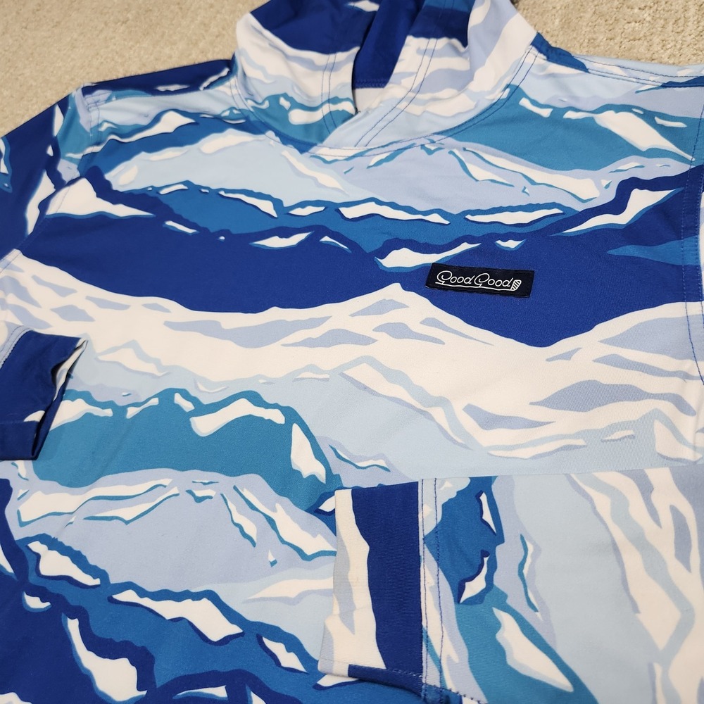 Good Good Golf Hoodie Men Small Snowcap Performance UPF Goodie Lightweight Blue